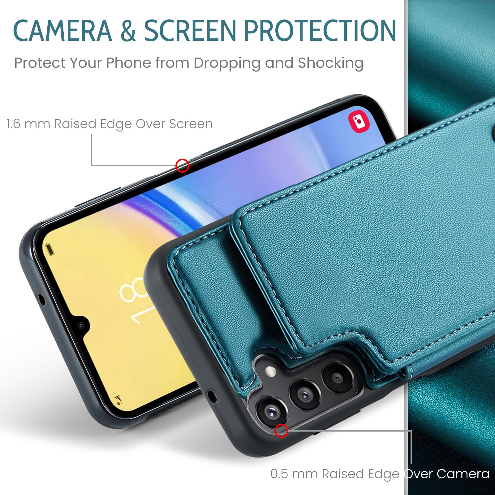 For Samsung Galaxy A16 5G / A16 4G Case CASEME C22 Series Leather+TPU Cover RFID Blocking 5 Card Slots - Green For Samsung Galaxy A16 5G / A16 4G Case CASEME C22 Series Leather+TPU Cover RFID Blocking 5 Card Slots - Green